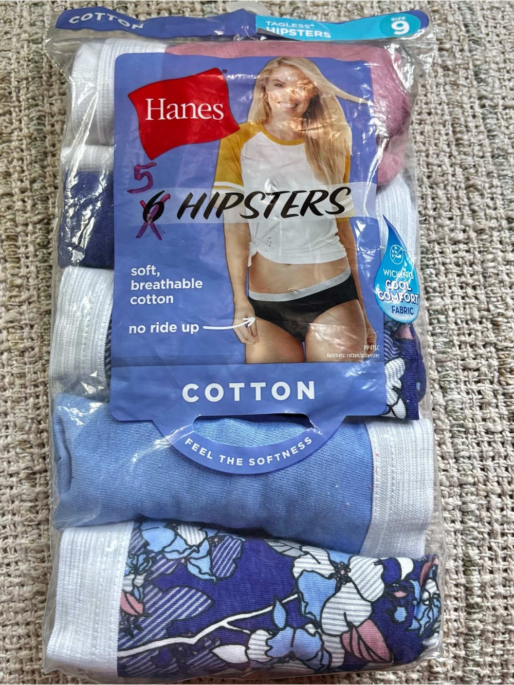 Hanes Women's Hipsters Breathable Cotton 5 Pack Panties, Size 9